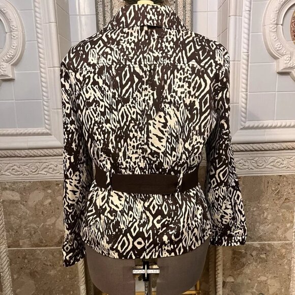 Unbranded. Sz L - XL. Animal Print. Brown Cream. Denim Shacket. Belted. B112 - Picture 3 of 6